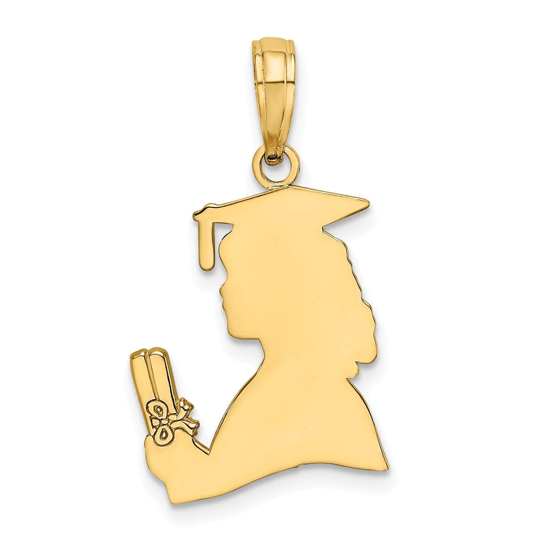 Lovely Rita's Pendants & Charms 14k Yellow Gold Polished Finish Female Graduation Profile with Diploma Charm Pendant