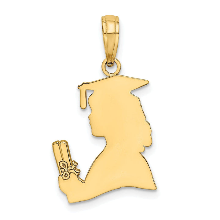 Lovely Rita's Pendants & Charms 14k Yellow Gold Polished Finish Female Graduation Profile with Diploma Charm Pendant