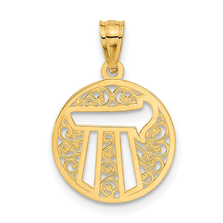 Lovely Rita's Pendants & Charms 14k Yellow Gold Polished Finish Filigree Chai Circle Pendant