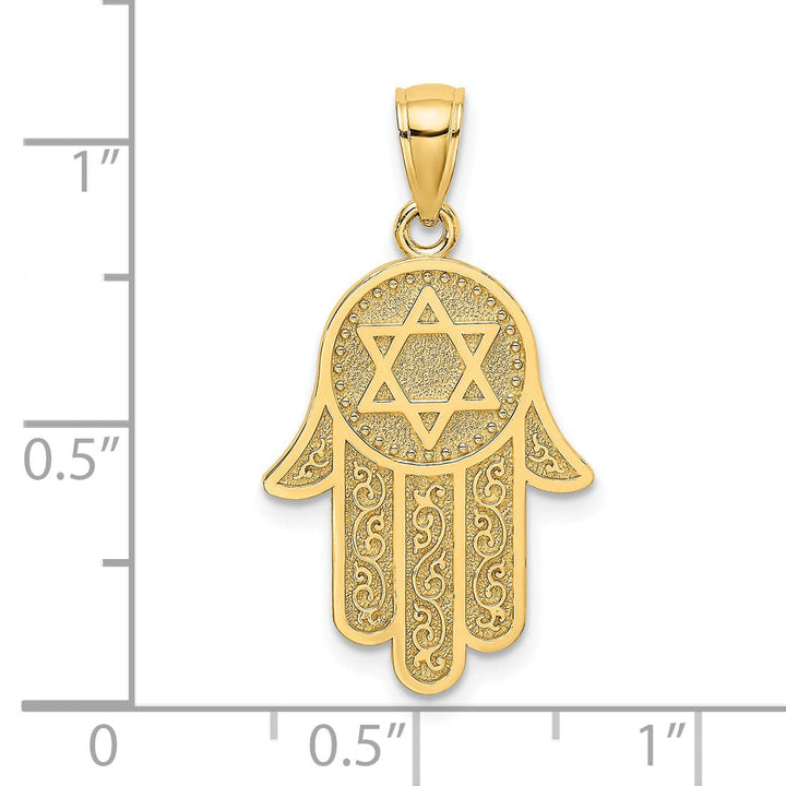 Lovely Rita's Pendants & Charms 14k Yellow Gold Polished Finish Filigree Chamseh Star of David Pendant