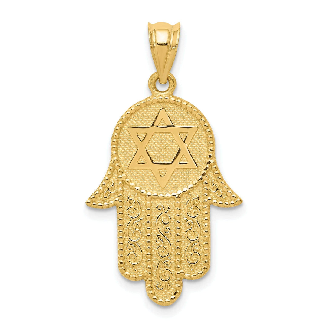 Lovely Rita's Pendants & Charms 14k Yellow Gold Polished Finish Filigree Hamsa Star Of David Pendant