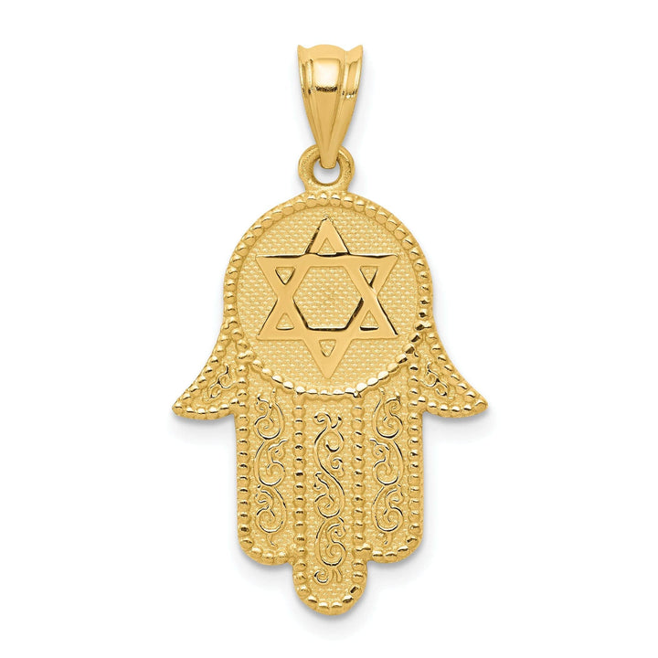 Lovely Rita's Pendants & Charms 14k Yellow Gold Polished Finish Filigree Hamsa Star Of David Pendant