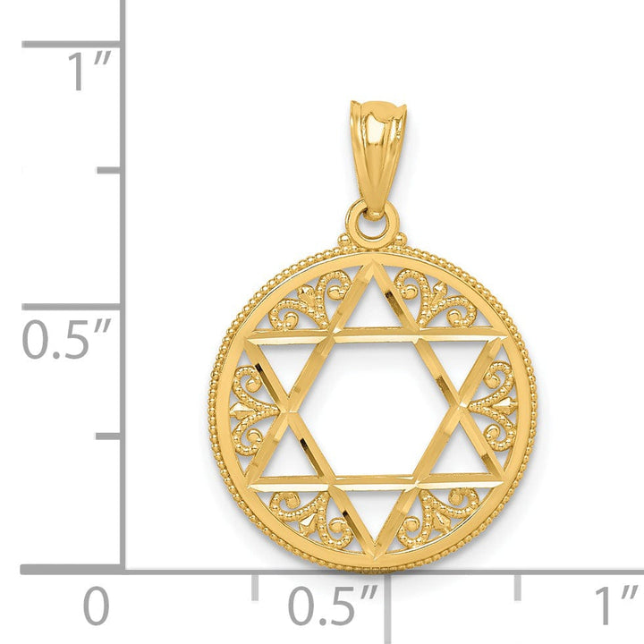 Lovely Rita's Pendants & Charms 14K Yellow Gold Polished Finish Filigree Style Star Of David Pendant