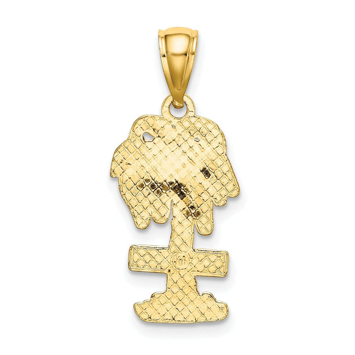 Lovely Rita's Pendants & Charms 14K Yellow Gold Polished Finish Flat Back 2-Dimensional ARUBA On Palm Tree Design Charm Pendant