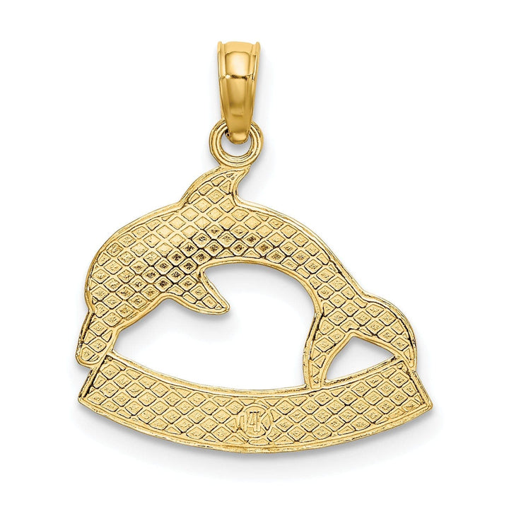 Lovely Rita's Pendants & Charms 14K Yellow Gold Polished Finish Flat Back 2-Dimensional CURACAO With Dolphin Charm Pendant