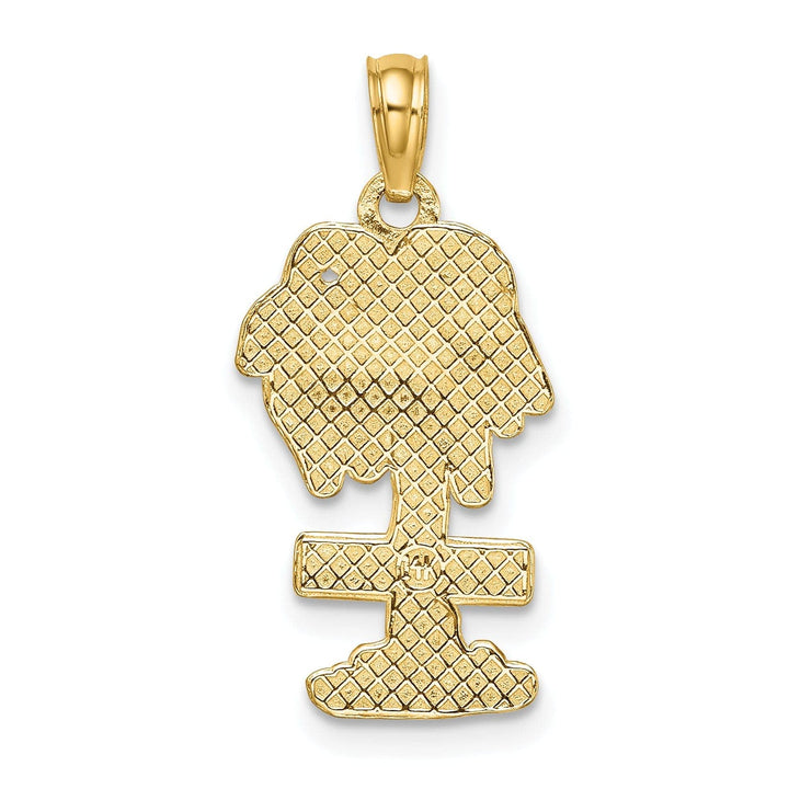 Lovely Rita's Pendants & Charms 14K Yellow Gold Polished Finish Flat Back 2-Dimensional Saint MARTIN On Palm Tree Design Charm Pendant
