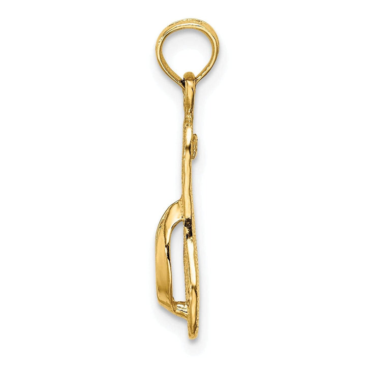 Lovely Rita's Pendants & Charms 14K Yellow Gold Polished Finish Flat Back 3-Dimensional with Strap Flip-Flop Sandle Charm Pendant