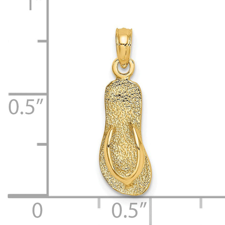 Lovely Rita's Pendants & Charms 14K Yellow Gold Polished Finish Flat Back 3-Dimensional with Strap Flip-Flop Sandle Charm Pendant