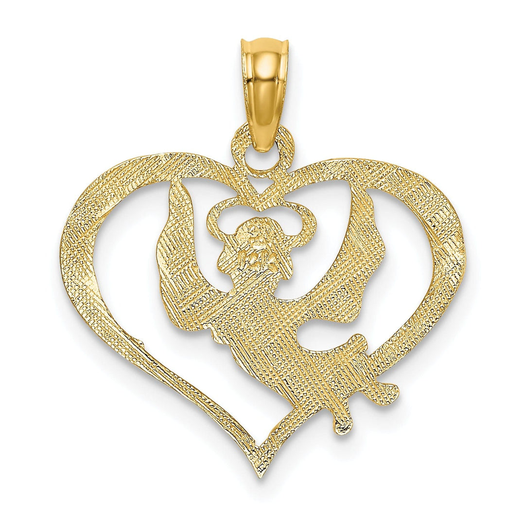 Lovely Rita's Pendants & Charms 14K Yellow Gold Polished Finish Flat Back Angel In Heart Pendant