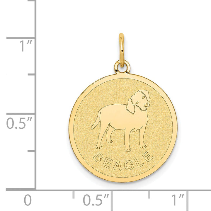 Lovely Rita's Pendants & Charms 14k Yellow Gold Polished Finish Flat Back Beagle Dog Engravable Disc Round Shape Charm Pendant
