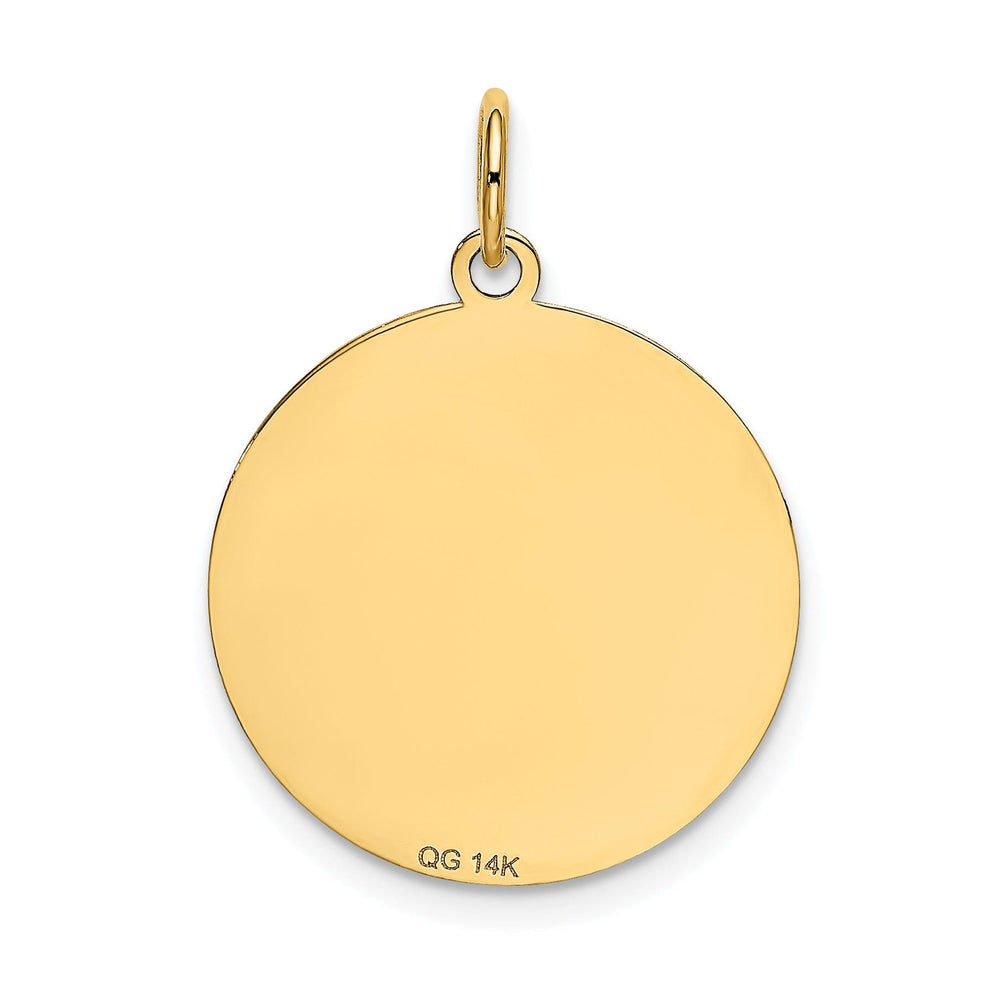 Lovely Rita's Pendants & Charms 14k Yellow Gold Polished Finish Flat Back Chihuahua Dog Engravable Disc Round Shape Charm Pendant