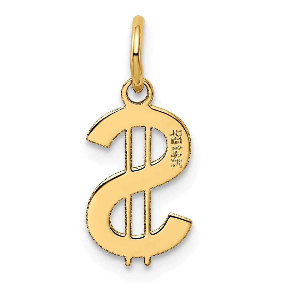 Lovely Rita's Pendants & Charms 14k Yellow Gold Polished Finish Flat Back Dollar Sign Charm Pendant