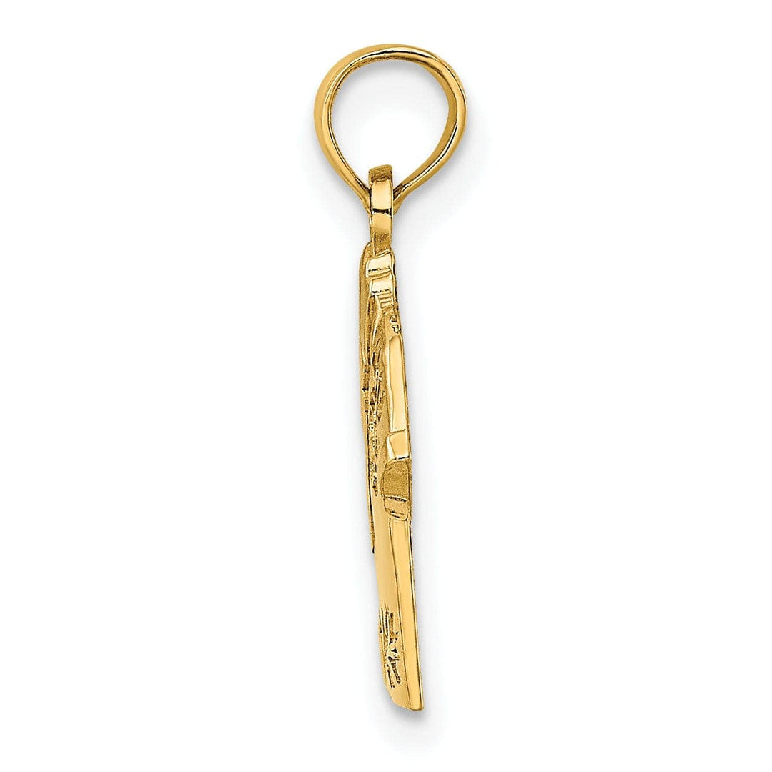 Lovely Rita's Pendants & Charms 14K Yellow Gold Polished Finish Flat Back Hawaiian Pineapple Style Shirt Charm Pendant