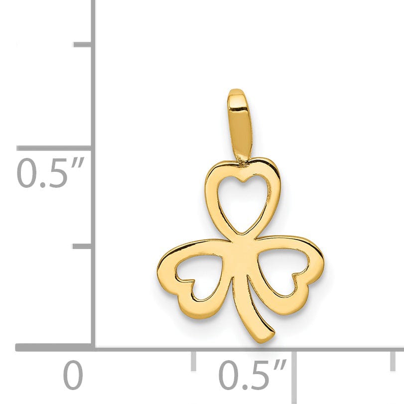 Lovely Rita's Pendants & Charms 14k Yellow Gold Polished Finish Flat Back Heart Design Clover Charm Pendant