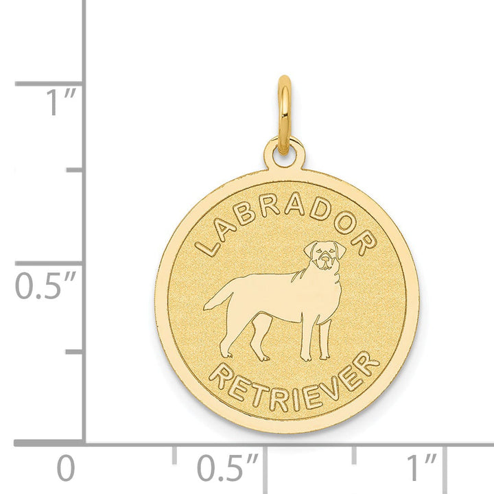 Lovely Rita's Pendants & Charms 14k Yellow Gold Polished Finish Flat Back Labrador Retriever Dog Engravable Disc Round Shape Charm Pendant