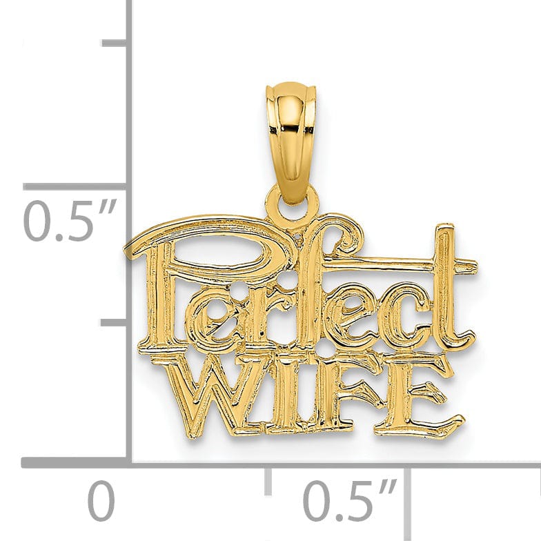 Lovely Rita's Pendants & Charms 14k Yellow Gold Polished Finish Flat Back PERFECT WIFE Charm Pendant