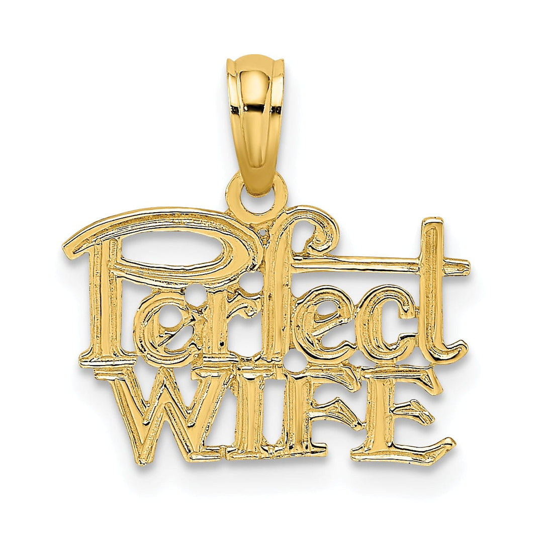 Lovely Rita's Pendants & Charms 14k Yellow Gold Polished Finish Flat Back PERFECT WIFE Charm Pendant