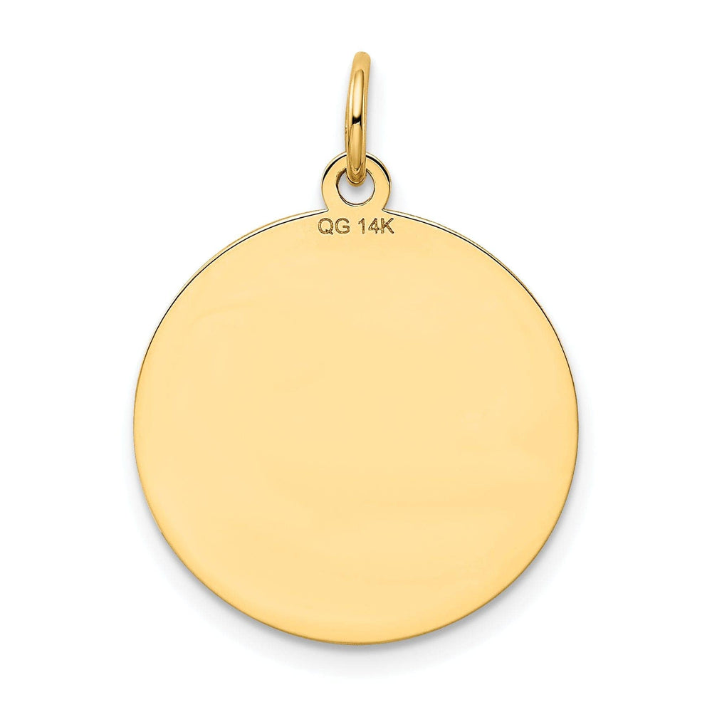 Lovely Rita's Pendants & Charms 14k Yellow Gold Polished Finish Flat Back Shetland Sheep Dog Engravable Disc Round Shape Charm Pendant