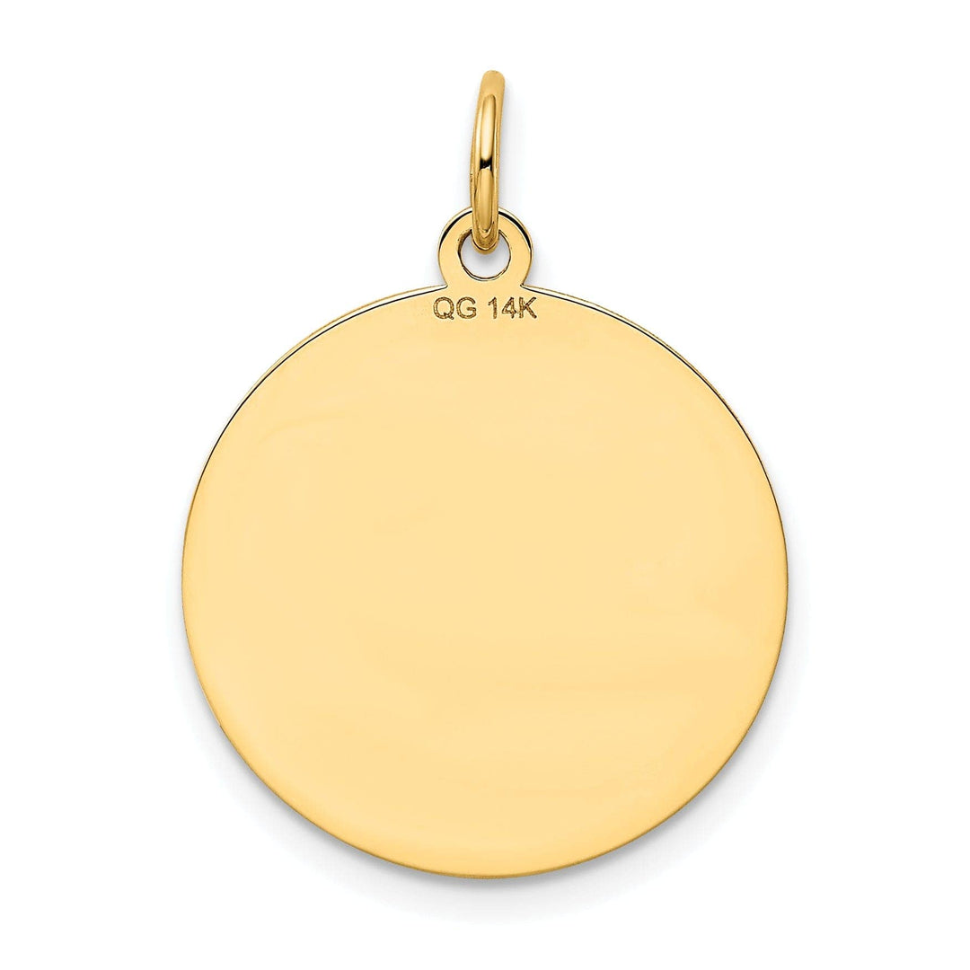 Lovely Rita's Pendants & Charms 14k Yellow Gold Polished Finish Flat Back Shetland Sheep Dog Engravable Disc Round Shape Charm Pendant