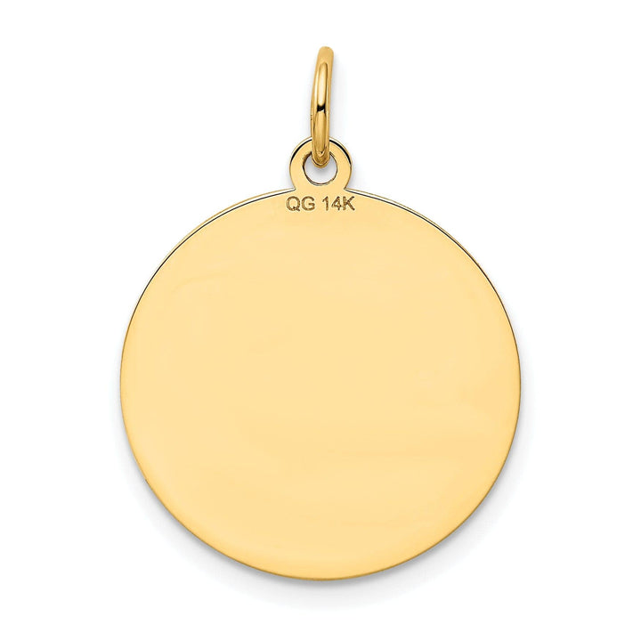 Lovely Rita's Pendants & Charms 14k Yellow Gold Polished Finish Flat Back Shetland Sheep Dog Engravable Disc Round Shape Charm Pendant