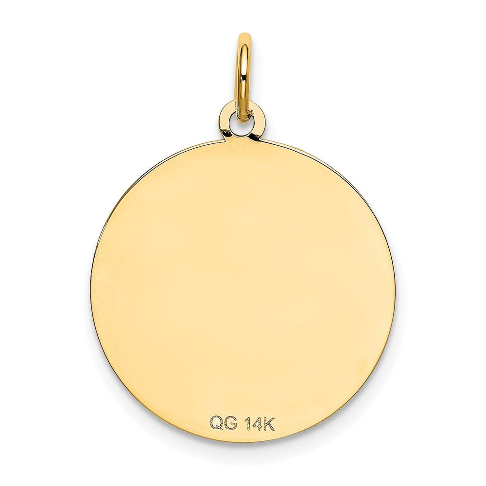 Lovely Rita's Pendants & Charms 14k Yellow Gold Polished Finish Flat Back Shih Tzu Dog Engravable Disc Round Shape Charm Pendant