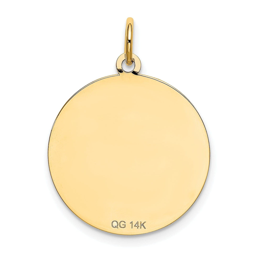 Lovely Rita's Pendants & Charms 14k Yellow Gold Polished Finish Flat Back Shih Tzu Dog Engravable Disc Round Shape Charm Pendant