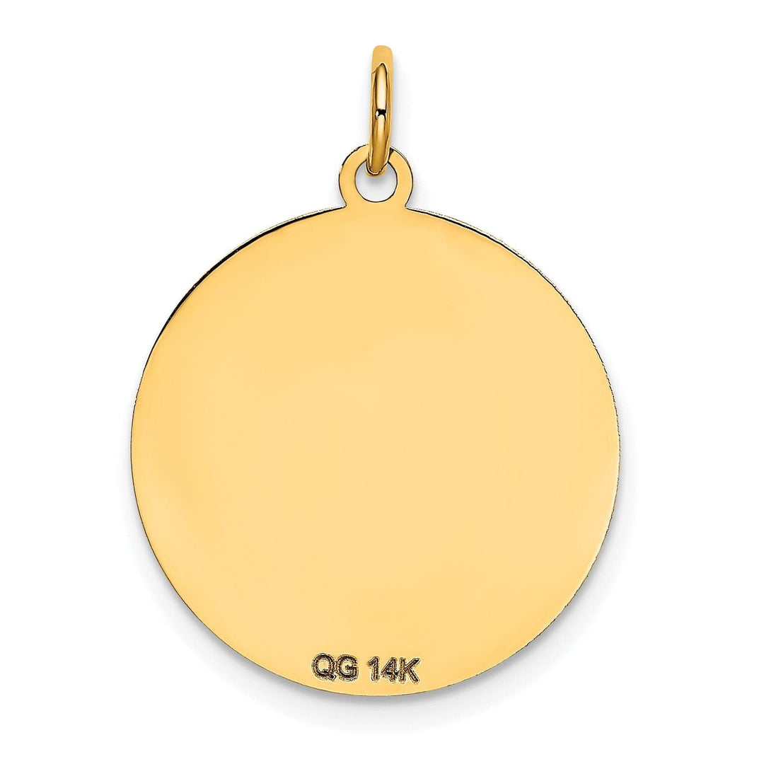 Lovely Rita's Pendants & Charms 14k Yellow Gold Polished Finish Flat Back Siberian Husky Dog Engravable Disc Round Shape Charm Pendant