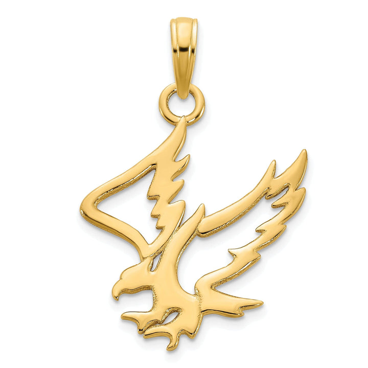 Lovely Rita's Pendants & Charms 14k Yellow Gold Polished Finish Flat Back Unisex Eagle Cut Out Design Charm Pendant