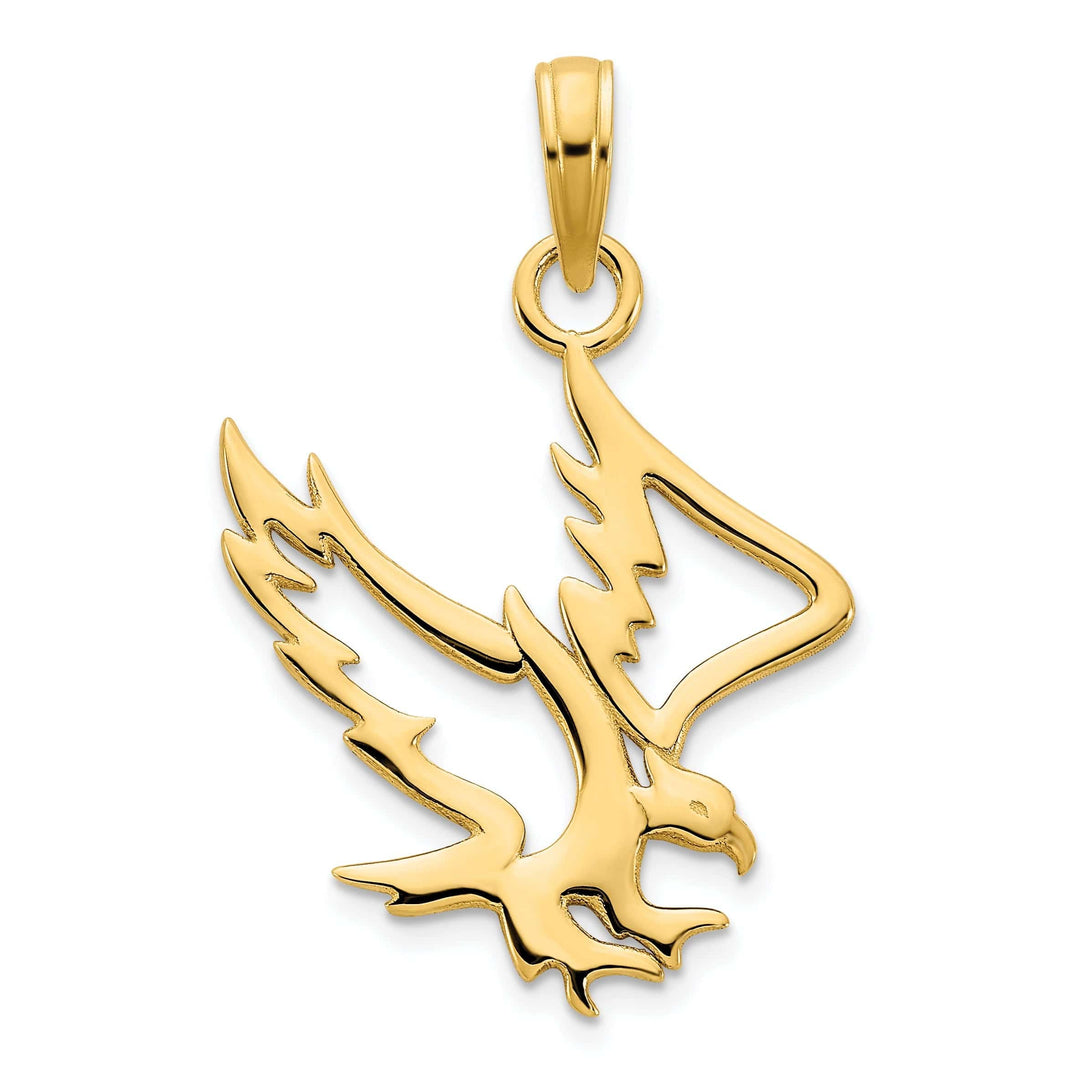 Lovely Rita's Pendants & Charms 14k Yellow Gold Polished Finish Flat Back Unisex Eagle Cut Out Design Charm Pendant