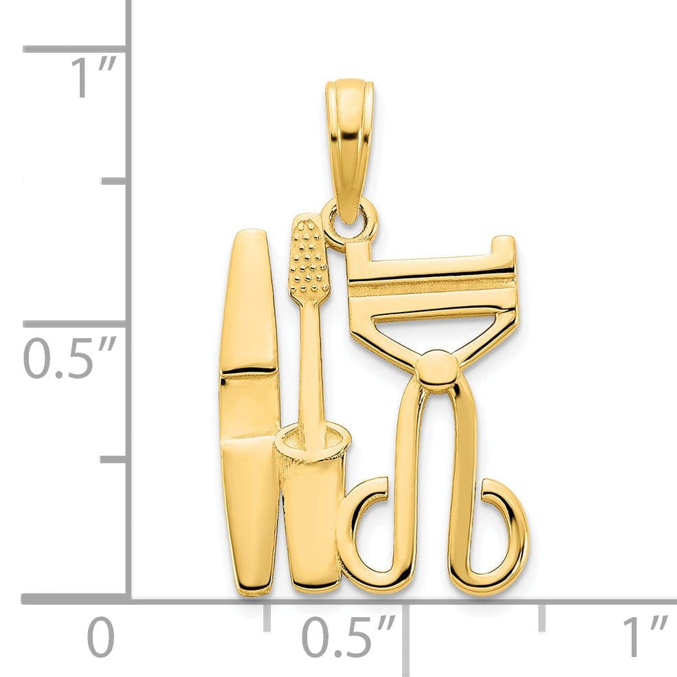 Lovely Rita's Pendants & Charms 14k Yellow Gold Polished Finish Flat Back Women's Cosmetics Set Design Charm Pendant