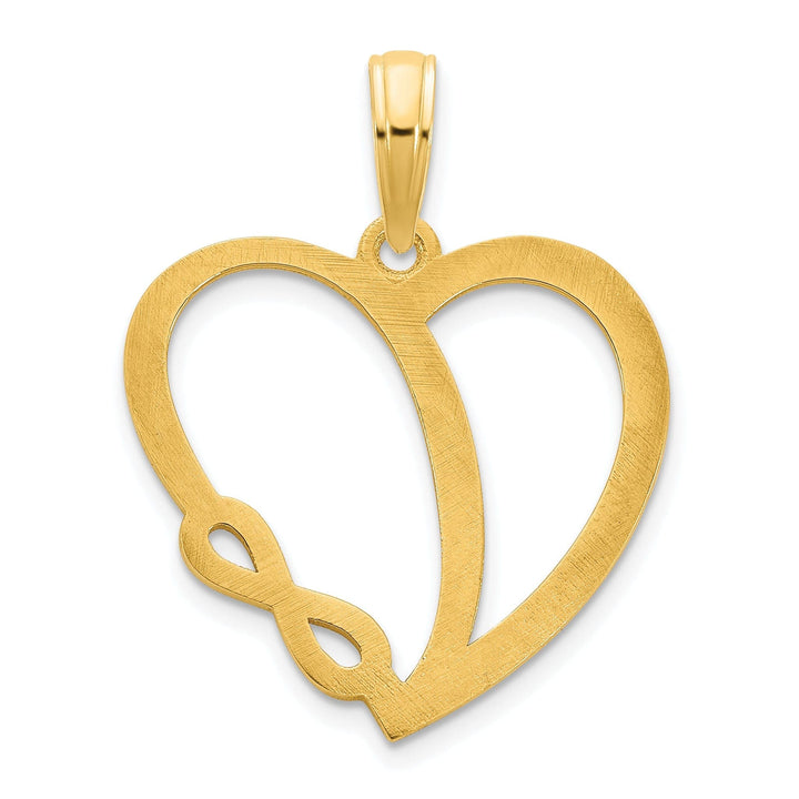 Lovely Rita's Pendants & Charms 14k Yellow Gold Polished Finish Flat Back Women's Infinity in Heart Design Charm Pendant