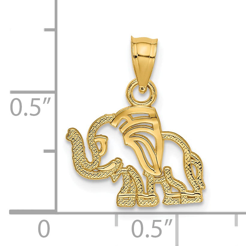 Lovely Rita's Pendants & Charms 14K Yellow Gold Polished Finish Flat Cut Out Design Elephant Charm Pendant