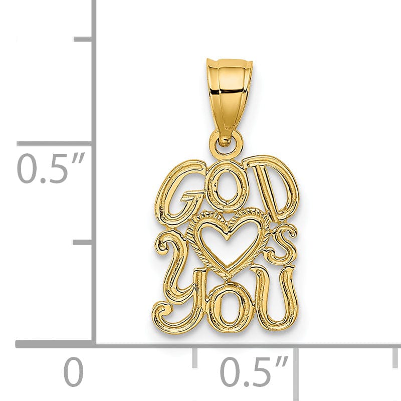 Lovely Rita's Pendants & Charms 14K Yellow Gold Polished Finish GOD HEARTS YOU Talking Pendant