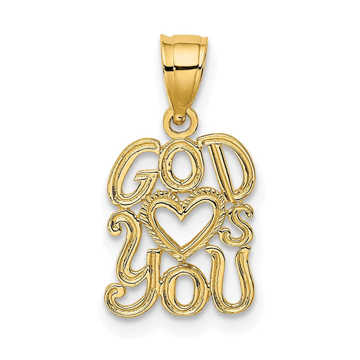 Lovely Rita's Pendants & Charms 14K Yellow Gold Polished Finish GOD HEARTS YOU Talking Pendant