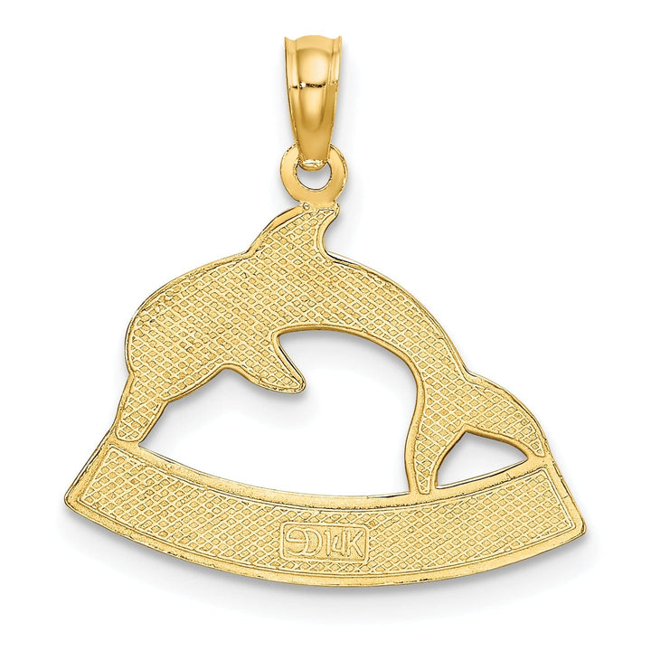 Lovely Rita's Pendants & Charms 14K Yellow Gold Polished Finish HAWAII Under Dolphin Design Charm Pendant