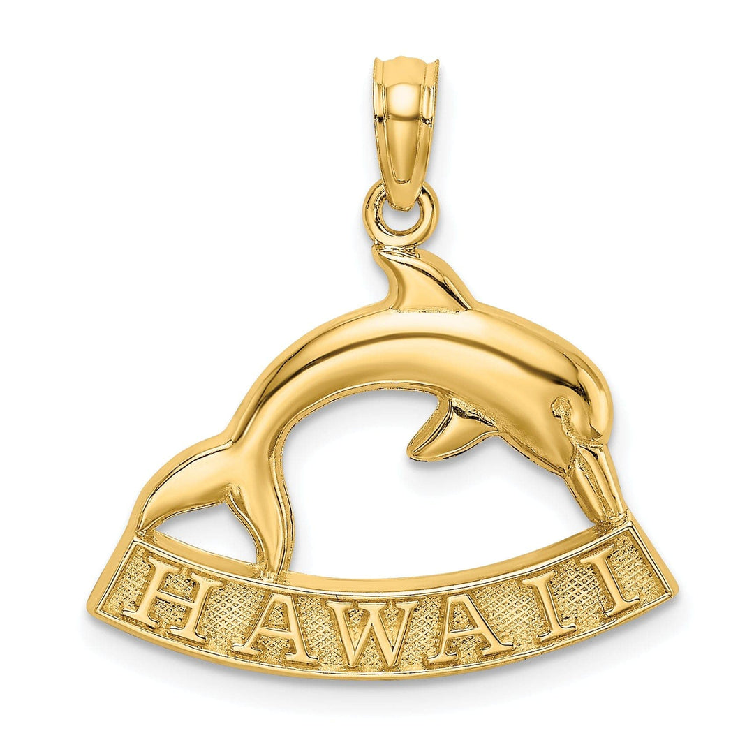 Lovely Rita's Pendants & Charms 14K Yellow Gold Polished Finish HAWAII Under Dolphin Design Charm Pendant