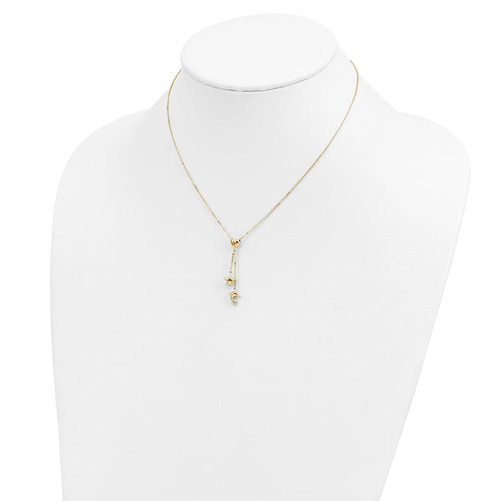 Lovely Rita's Pendants & Charms 14k Yellow Gold Polished Finish Heart, Star & Dolphin Fancy Pendant in a 16-inch Cable Chain Y-Necklace Set