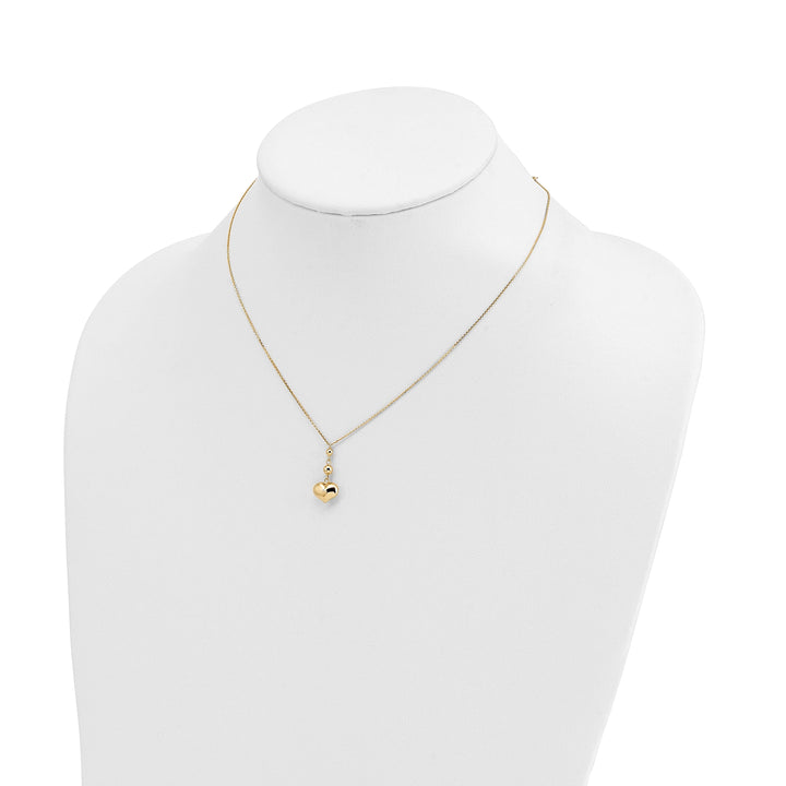 Lovely Rita's Pendants & Charms 14k Yellow Gold Polished Finish Heart with Beads Design Pendant in a16-inch Cable Chain with 2-inch ext Necklace