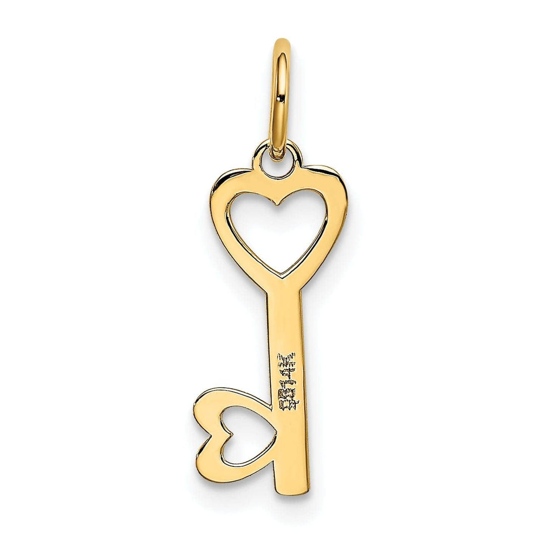 Lovely Rita's Pendants & Charms 14K Yellow Gold Polished Finish Hearts Design Key Charm Pendant