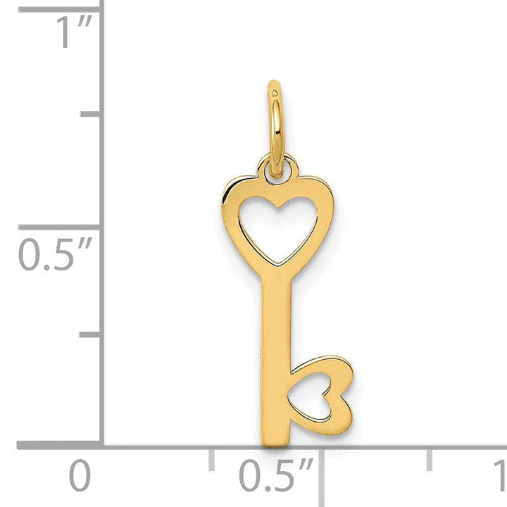 Lovely Rita's Pendants & Charms 14K Yellow Gold Polished Finish Hearts Design Key Charm Pendant