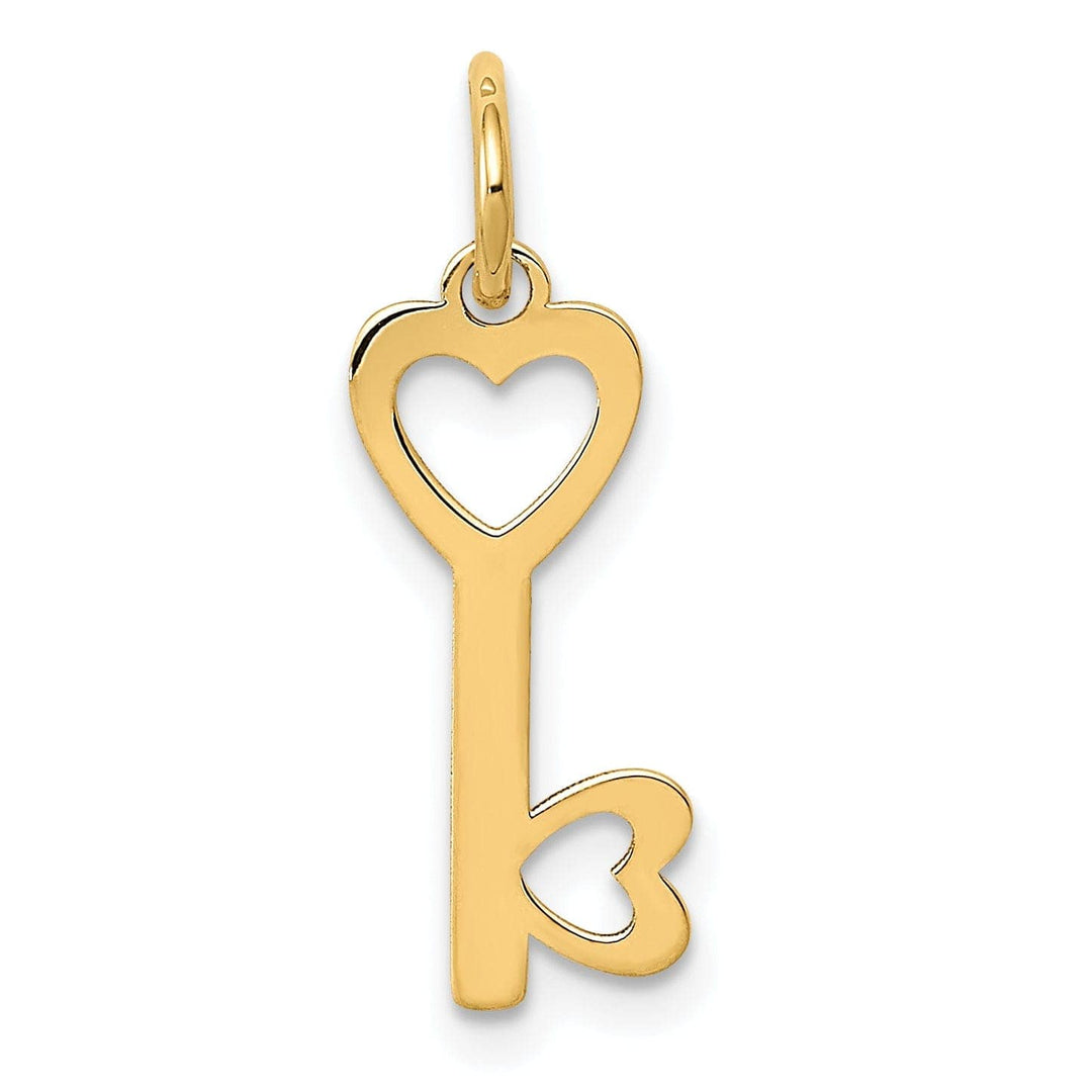 Lovely Rita's Pendants & Charms 14K Yellow Gold Polished Finish Hearts Design Key Charm Pendant