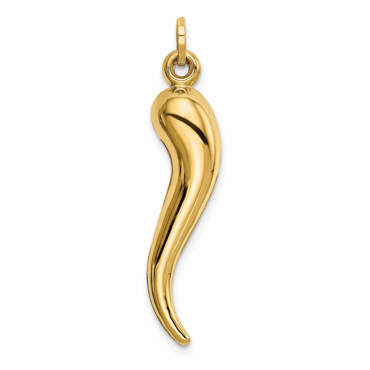 Lovely Rita's Pendants & Charms 14k Yellow Gold Polished Finish Hollow 3-D Italian Horn Charm Pendant