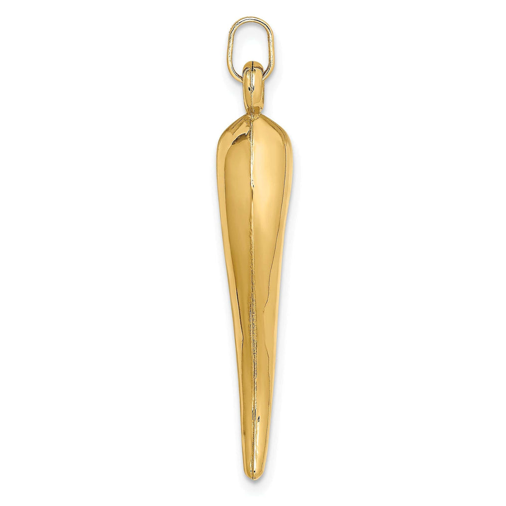 Lovely Rita's Pendants & Charms 14k Yellow Gold Polished Finish Hollow 3-D Italian Horn Charm Pendant