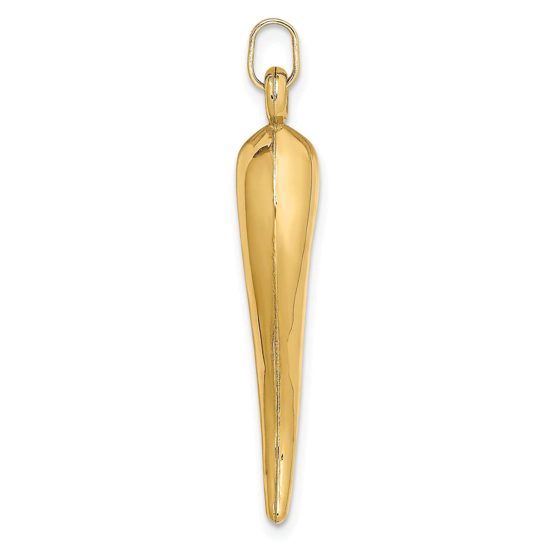 Lovely Rita's Pendants & Charms 14k Yellow Gold Polished Finish Hollow 3-D Italian Horn Charm Pendant