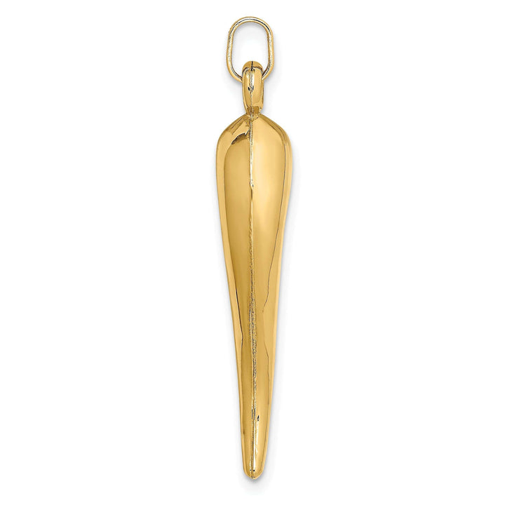 Lovely Rita's Pendants & Charms 14k Yellow Gold Polished Finish Hollow 3-D Italian Horn Charm Pendant