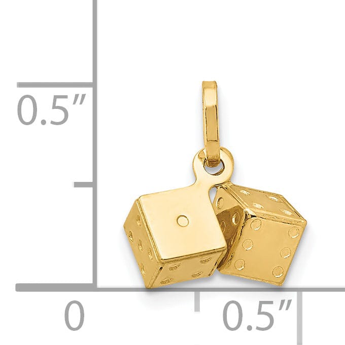 Lovely Rita's Pendants & Charms 14k Yellow Gold Polished Finish Hollow 3-Diamentional Dice Charm Pendant