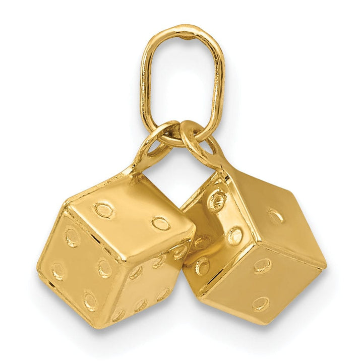Lovely Rita's Pendants & Charms 14k Yellow Gold Polished Finish Hollow 3-Diamentional Dice Charm Pendant