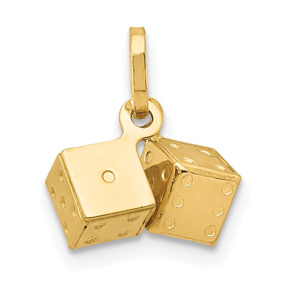 Lovely Rita's Pendants & Charms 14k Yellow Gold Polished Finish Hollow 3-Diamentional Dice Charm Pendant