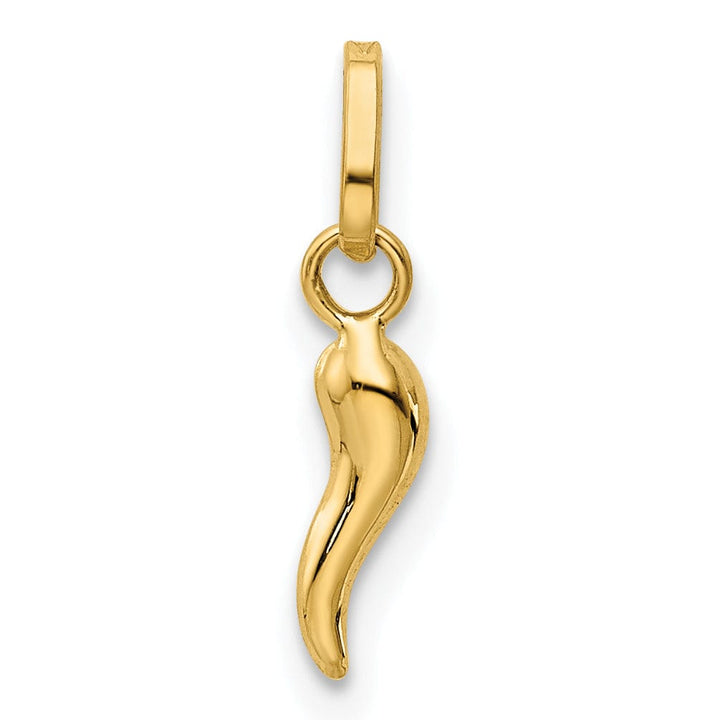 Lovely Rita's Pendants & Charms 14k Yellow Gold Polished Finish Hollow 3 Dimensional Italian Horn Charm Pendant