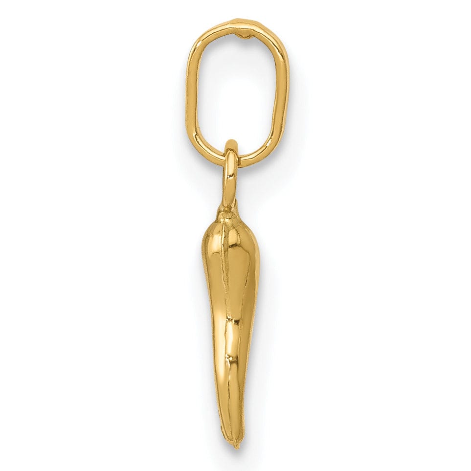 Lovely Rita's Pendants & Charms 14k Yellow Gold Polished Finish Hollow 3 Dimensional Italian Horn Charm Pendant